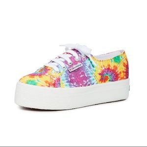 Superga 2790 Fabric fan tie dye platform shoes NEW